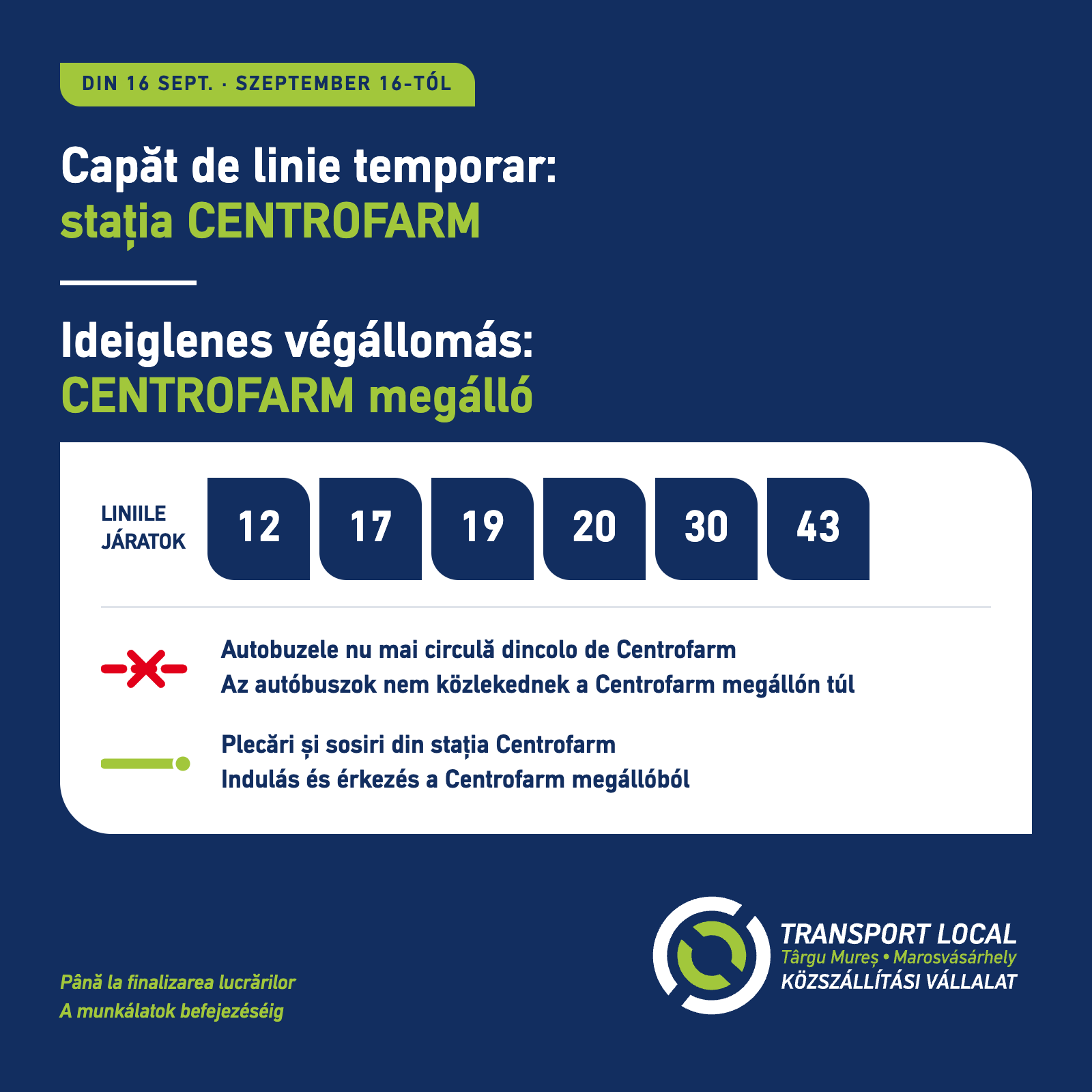 A Centrofarm lesz több járat ideiglenes végállomása